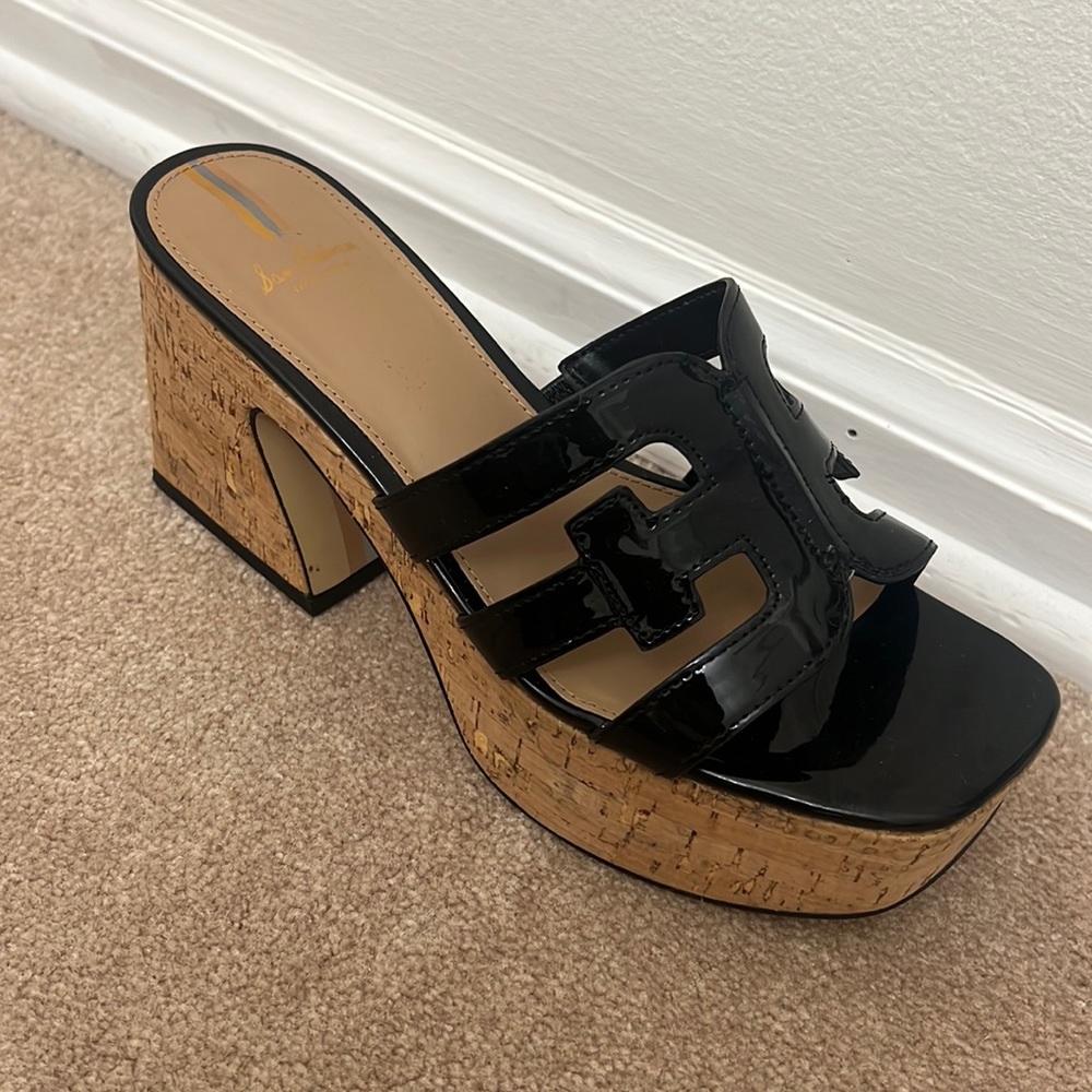 Sam Edelman Black Patent Platform Sandal